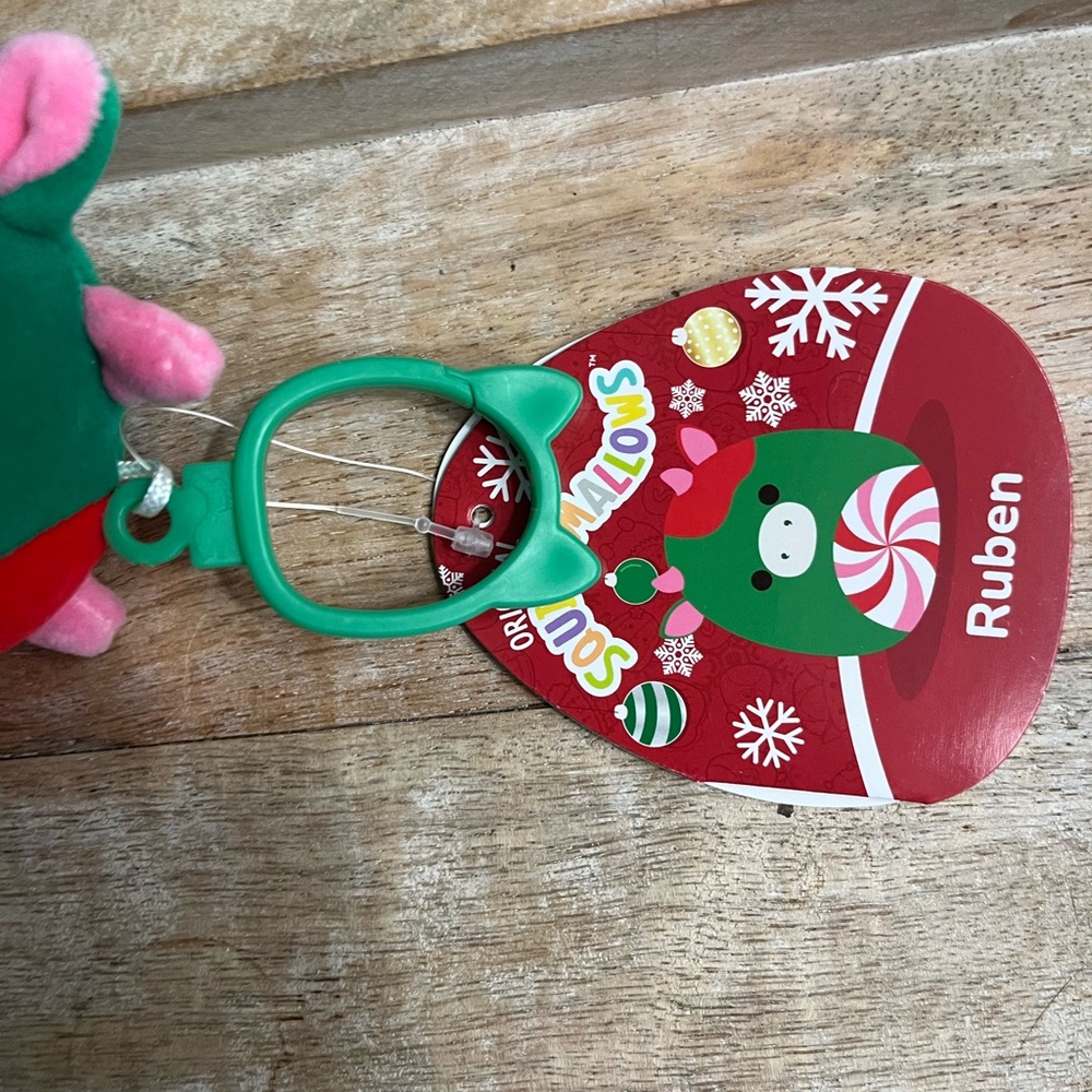 Squishmallow 2025 Christmas Ruben the Cow 5” Green Red Swirl Pink Horns NEW - Picture 4 of 8